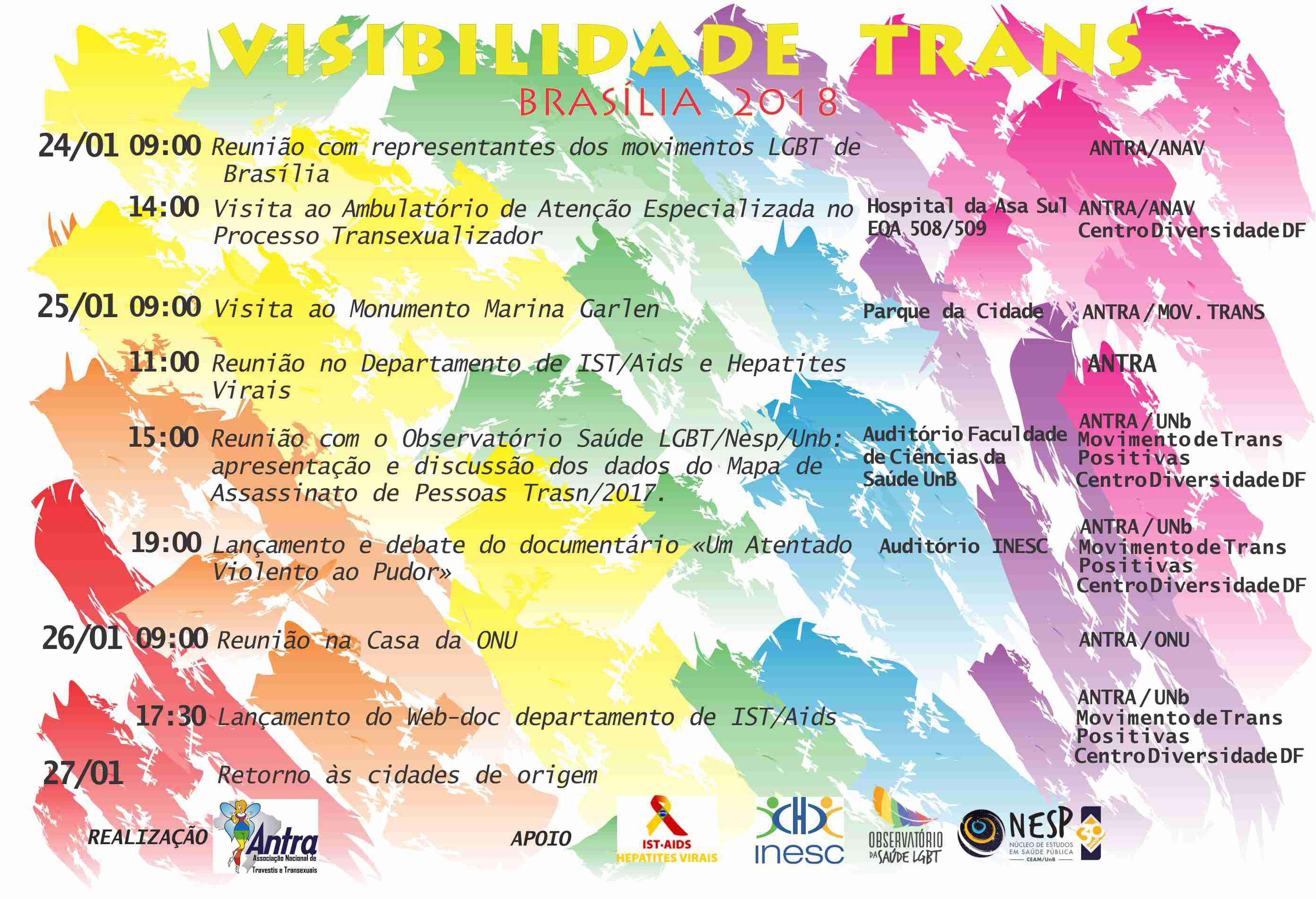 PROGRAMAÇÃO VISIBILIDADE TRANS 2018 BRASILIA
